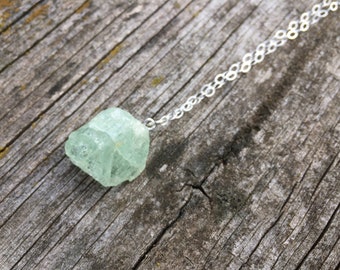 Raw Aquamarine Pendant Necklace, Aquamarine Silver Necklace, Aquamarine Pendant Necklace, Raw Aquamarine Pendant, Aquamarine Necklace