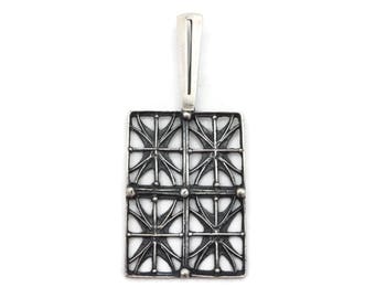 Brutalist Jewelry - Silver Pendant Mid Century Modern Costume Jewelry