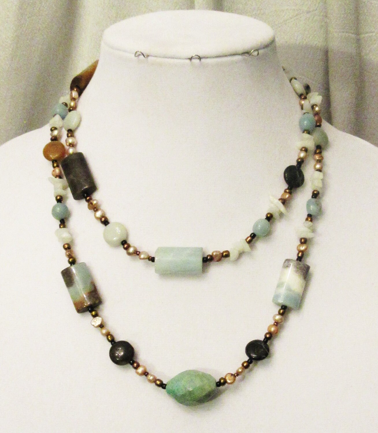 Amazonite Jewelry Long Multicolor Amazonite Fresh Water