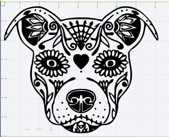 Download Pitbull Sugar Skull SVG EPS DXF Studio3 Cut Files