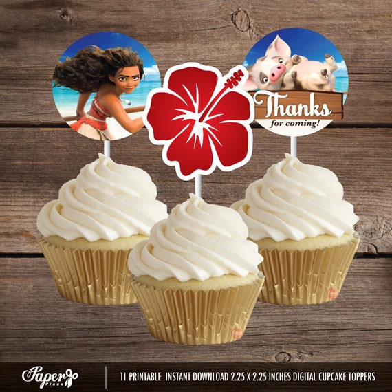 Moana Cupcake Toppers Printable Moana Party Decoration