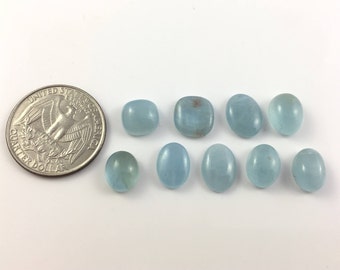 Aquamarine Cabochons | Lot of 9 | Natural Semiprecious Gemstones
