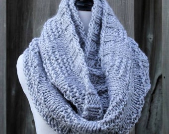 Knit scarf, textured knit scarf, soft dove grey knit infinity scarf, chunky knitted scarf, knit infinity scarf, hand knitted scarf