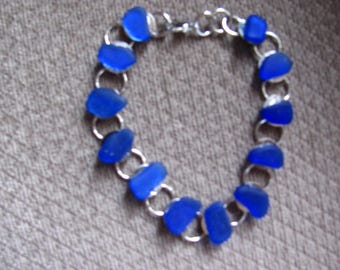 Sea Glass Bracelet, Beach Glass Bracelet, Cobalt Blue Sea Glass Beach Glass bracelet
