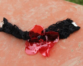 black and red flower badoit recycled