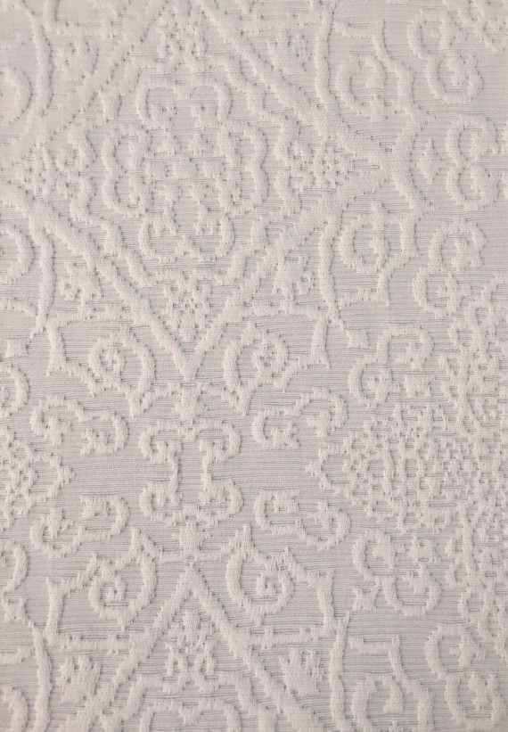 White Matelasse Medallion Upholstery Fabric By The Yard