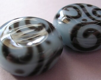 CLEARANCE 20% Lampwork Beads Blue Handmade Glass Powder Blue Lozenges (2)