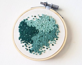 Mossy Greens - 3" Handmade Embroidery Hoop - Wall Art