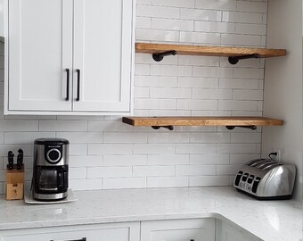 24" Rustic Industrial Wood Pipe Shelf | Industrial pipe shelving | Pipe shelves | Pipe shelving | Floating shelf | Rustic shelf