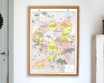 THE PARIS - style vintage school wall map