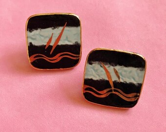 Square Abstract Studded Statement Earrings