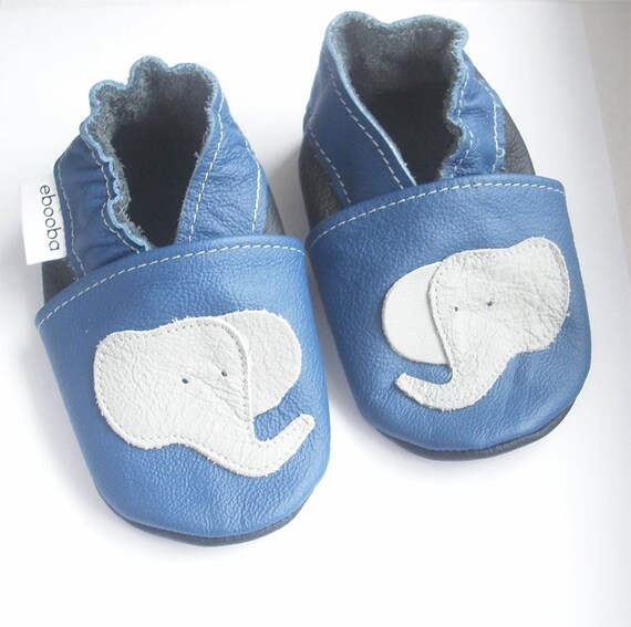 soft sole baby shoes chaussons Krabbelschuhe elephant gray