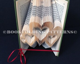 4 Mixed sized hearts book folding pattern