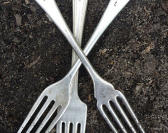 Vintage Silverware Fork Garden Markers Set Herb (doubles as Weeding Forks)
