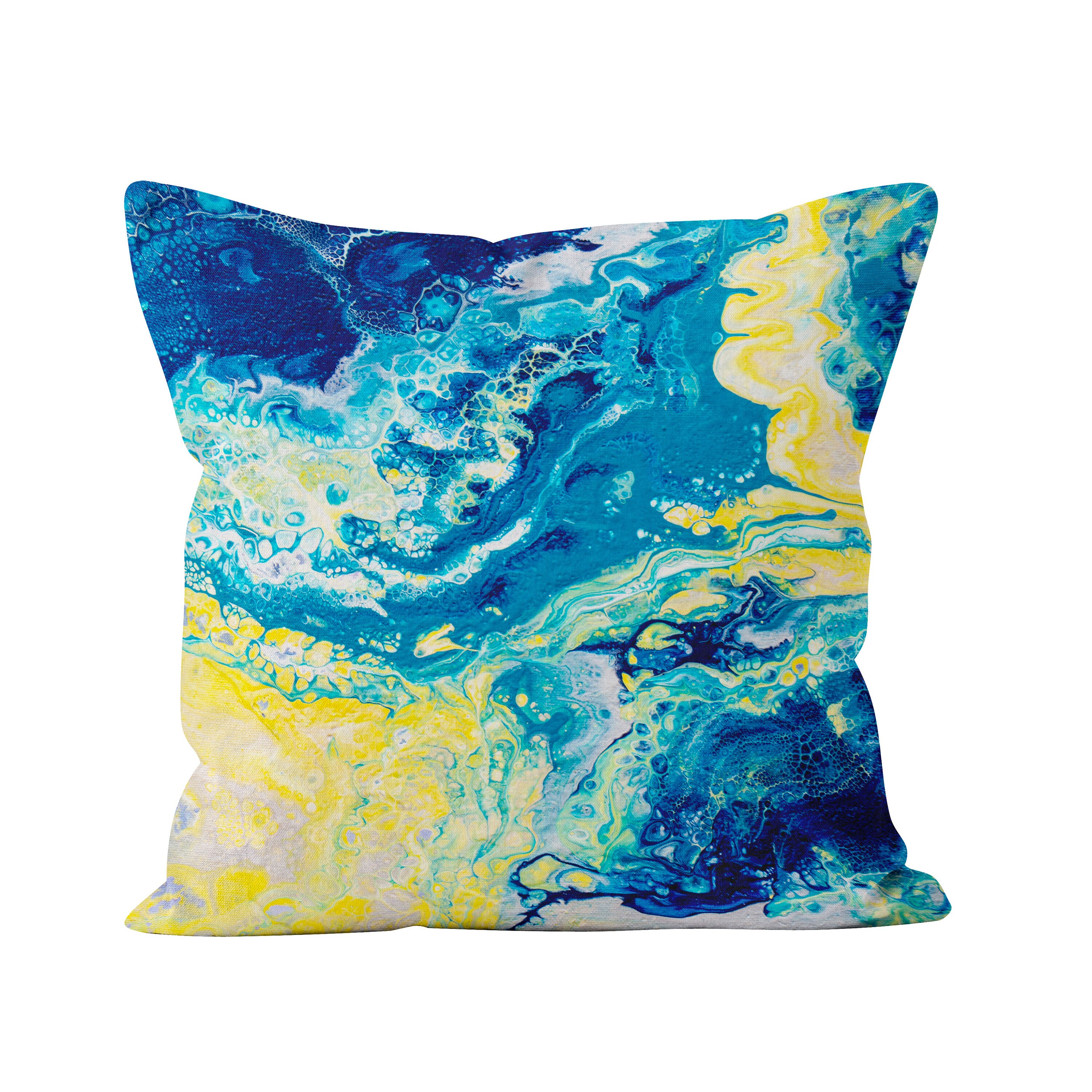 Yellow & Blue Cushion Blue and Yellow Abstract Square