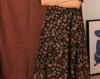 Blossom Dress-mockneck floral midi maxi dress with nipped waist and 3/4 sleeve