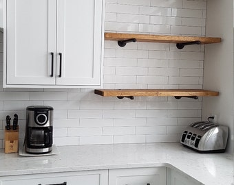 36" Rustic Industrial Wood Pipe Shelf | Industrial pipe shelving | Pipe shelves | Pipe shelving | Floating shelf | Rustic shelf