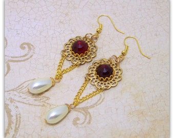 Medieval Earrings - Renaissance Earrings - Medieval Jewelry - Renaissance Jewelry, Tudor Jewelry, Tudor Earrings, Elizabethan