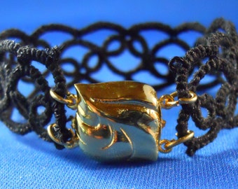Black and Gold Tatted Bracelet