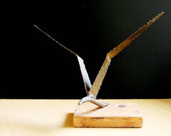 Bird in Flight. Vintage Jere era brass brutalist sculpture.