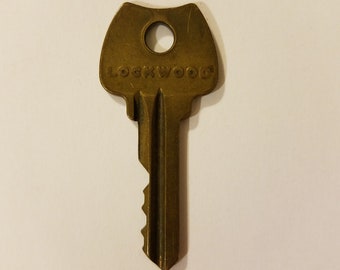 vintage brass key, old brass vintage lockwood key, metal brass steampunk vintage key, found object, altered art reclaimed repurpose upcycled