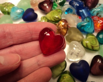 Glass Heart Mix - Set of 5 - Size 20mm - NEW COLORS ADDED! See pictures