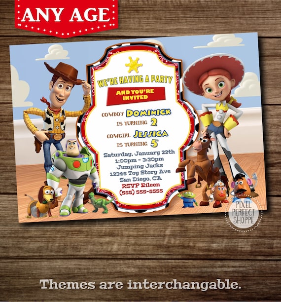 Items similar to Toy Story Invitation, Woody and Jessie Invitation