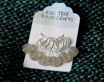 Grey Glass Round Stitch Markers