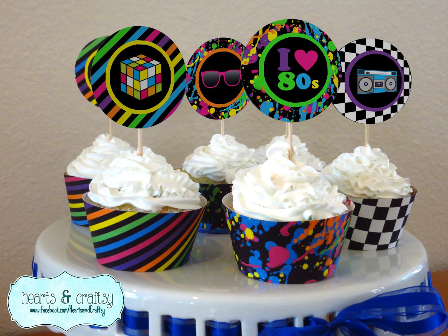 Neon 80s Party Cupcakes 80s Birthday Cupcake Toppers