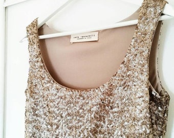 GOLD SEQUIN TOP, sequin tank top, gold evening top, party tank top, gold party top, sequined top, gold tank top, New Year's Eve sequined top