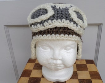 Aviator Crochet Hat; Aviator Hat; Infant Aviator Hat