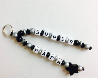 Personalized Keychain with wooden beads