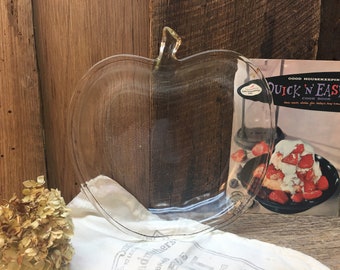 Glasbake Apple Shape Pie Plate/Clear/Pie Pan