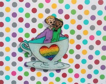 Date Night Pride Heart Tea Cup Brooch