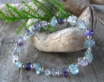 Fluorite Bracelet , crystal stone healing jewelry, Bohemian