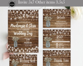 Rustic Wedding Invitation, Rustic Wedding, Country Wedding Invitation, Template, You Edit, Printable Wedding Invitation, Marriage Invitation