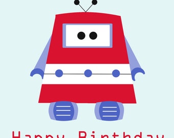 Red Robot Birthday Card