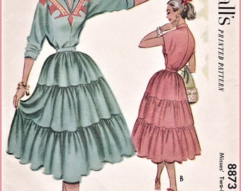 Vintage Sewing Pattern Reproduction - 1950s 50s Two-Piece Patio Dress Set - Multiple Sizes Bust 30 32 34 36 38 - INSTANT DOWNLOAD