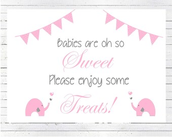 INSTANT DOWNLOAD Baby Shower Candy Buffet Sign, Candy Buffet Sign, Elephant Sign