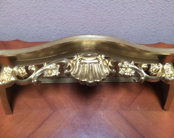 GOLD WALL SHELF, Wall Shelf, Gold Flower Wall Shelf, Gold Tone Display Shelf, Hollywood Regency Decor