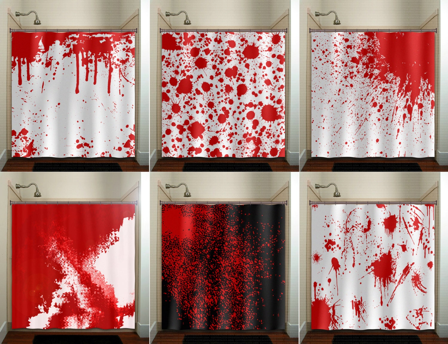 Blood Splatter Shower Curtain Extra Long Fabric Window Panel Blood Splatter Shower Curtain Extra Long Fabric Window Panel
