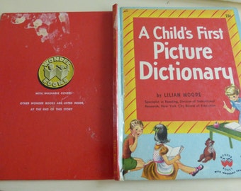 Vintage Wonder Book A Child's First Picture Dictionary by Lilian Moore First Edition