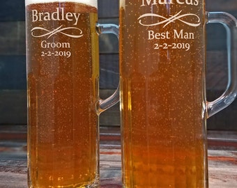 Beer Mugs Personalized, Custom Engraved Glasses, Engraved Beer Stein, Groomsmen Gifts, Best Man Gift, Father of the Bride Gift, Wedding Gift