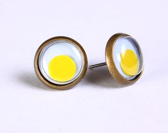 Sale Clearance 20% OFF - Yellow google eyes hypoallergenic stud earrings (497)