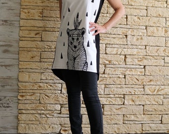 NEW Back Accent Sweatshirt/oose Open Back Shirt/Asymmetric Tunic Top/Sleeveless Loose Shirt/Beige Oversize Top/Asymmetric Top
