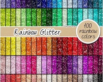 SALE 100 glitter digital paper rainbow glitter digital paper glitter clipart scrapbooking printable glitter 12x12 pastel gold silver pink