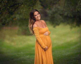 Maternity Dress ~ Long Sleeve Gown ~ Maternity Gown For Photo Shoot ~ Maxi Gown ~ Off The Shoulder ~ Maxi Dress ~ Long Sleeve Dress~VICTORIA