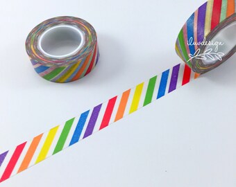 Rainbow Stripes Washi Tape • Rainbow Bright Decorative Tape • Rainbow Stripes Tape • Colorful Rainbow Washi Tape