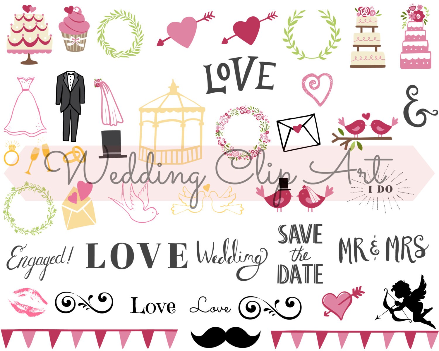 wedding digital clip art wedding planner wedding stickers