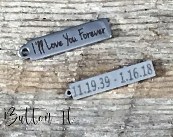 Engrave the back of a BAR charm on any BUTTONIT order- personalized charm, date charm, add a charm, custom charm, personalized jewelry
